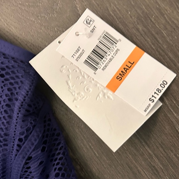 BECCA COLORPLAY PLUNGE ONE PIECE SWIMSUIT Blue WOMEN'S SMALL 711027 NWT - Picture 2 of 4